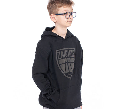 Vaikiškas juodas džemperis su gobtuvu „Minimal“