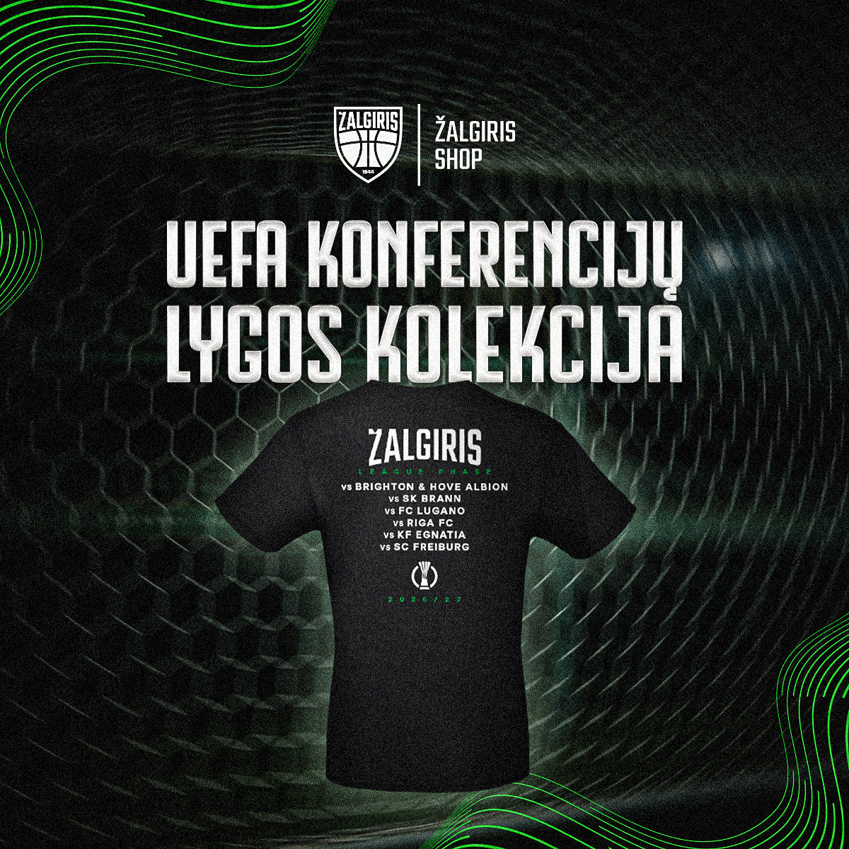 UEFA konferencijų lygos juodi laisvalaikio marškinėliai-2