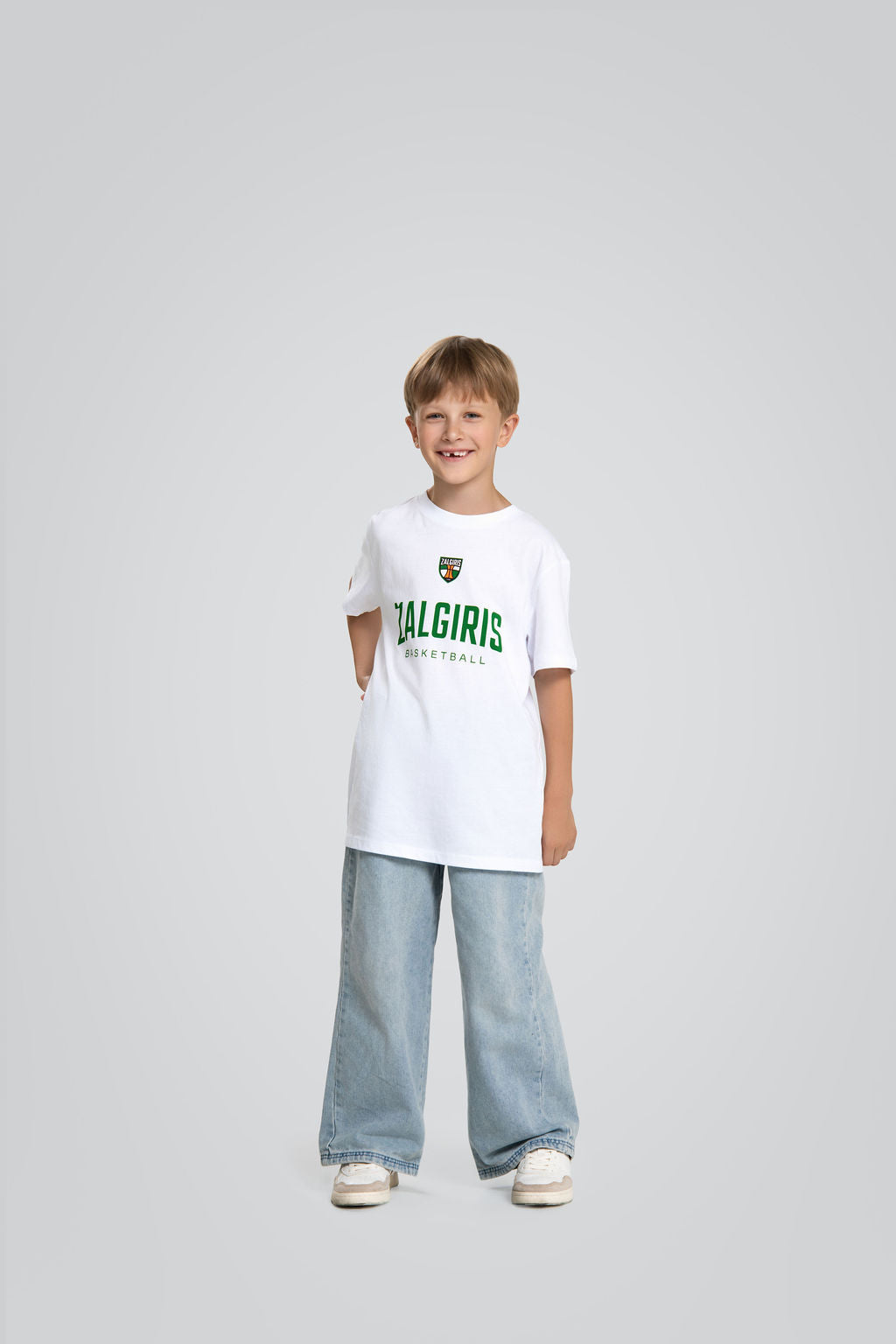 White Kids' T-Shirt "Žalgiris Basketball"