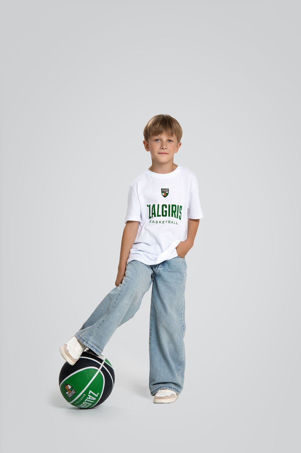 White Kids' T-Shirt "Žalgiris Basketball"-2