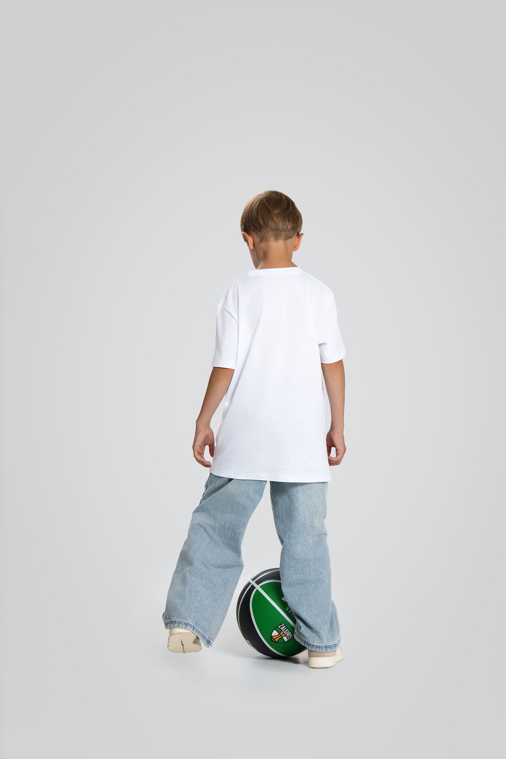 White Kids' T-Shirt "Žalgiris Basketball"-3