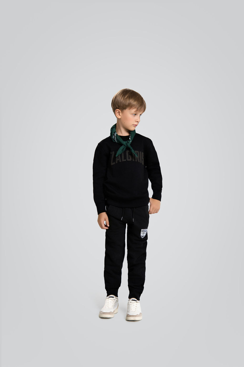 Kids' black "Minimal" sweatshirt with no hood-2