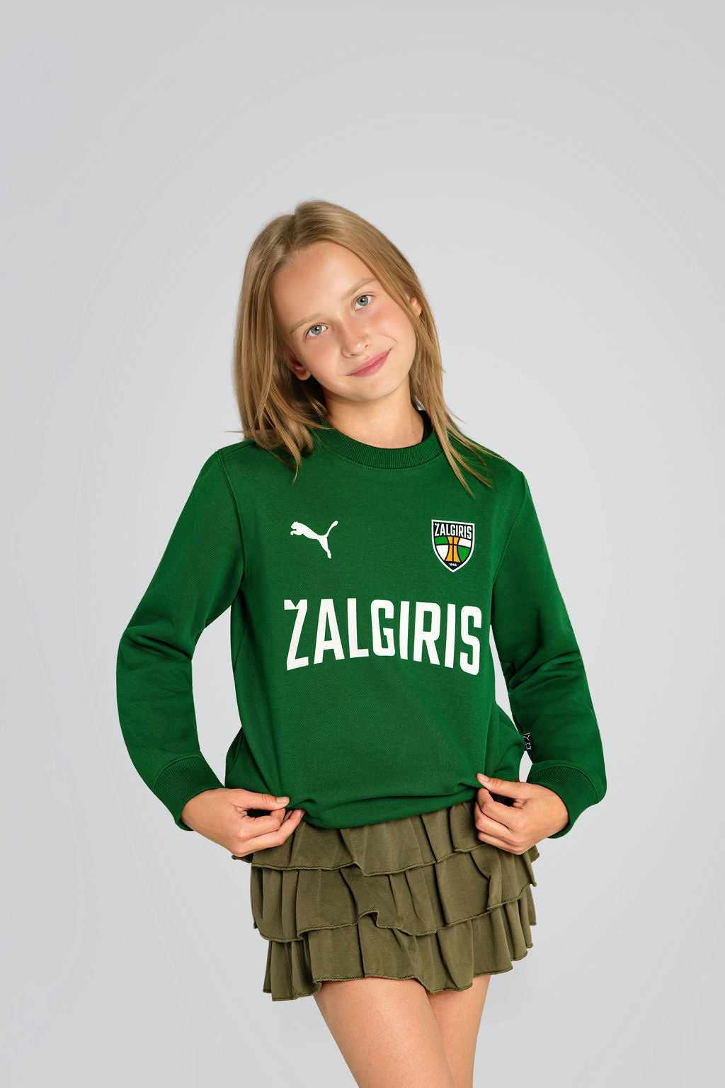 Vaikiškas žalias PUMA džemperis. Fanwear Crew