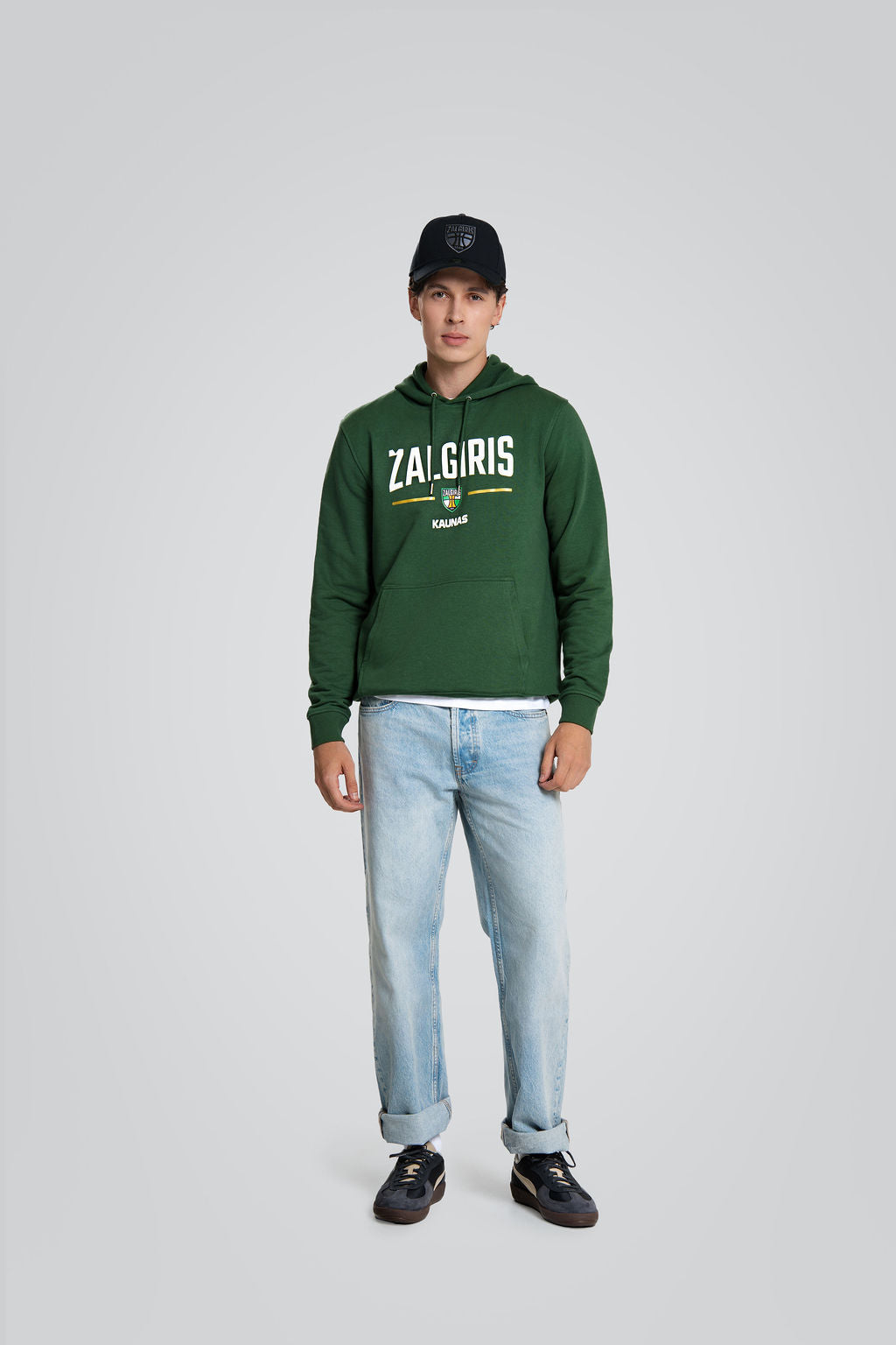 Žalias džemperis su gobtuvu „Žalgiris Golden“