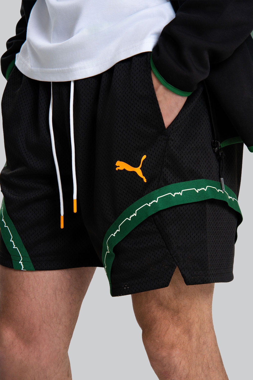 Puma Black Shorts "Green Insert"-2