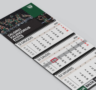 Trijų dalių 2026 metų kalendorius